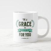 My Grace is Sufficient Scripture Teal ジャンボコーヒーマグカップ (右)
