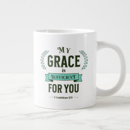 My Grace is Sufficient Scripture Teal ジャンボコーヒーマグカップ