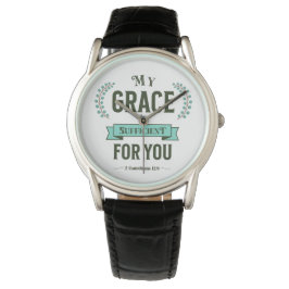 My Grace is Sufficient Scripture Teal 腕時計