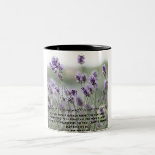 My Grace Purple Flowers Bible Verse Mug ツートーンマグカップ