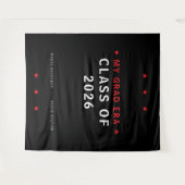 My Grad Era Class of 2026 Black Red Stars Photo タペストリー (正面(横))