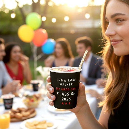 My Grad Era Class of 2026 Red Stars Text Design 紙コップ