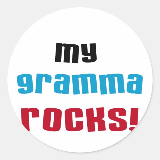 My Gramma Rocks Tシャツとギフト ラウンドシール (正面)