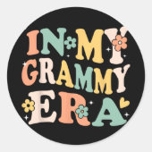 My Grammy Era皮肉なGroovyおもしろいレトロ母親 ラウンドシール (正面)