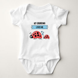 My Grandma loves me ladybugs blue ベビーボディスーツ