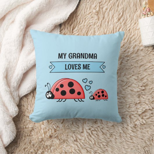 My Grandma loves me ladybugs blue baby クッション (ブランケット)