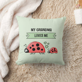 My Grandma loves me ladybugs green baby クッション