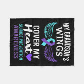 My Grandson's Wings Cover Heart Suicide Awareness フリースブランケット (正面(横))