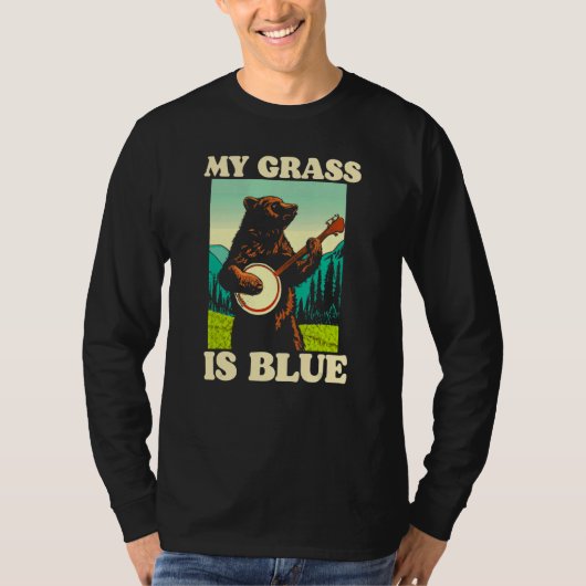 My Grass Is Blue Banjo Bear Retro Nature Graphic Tシャツ (正面)