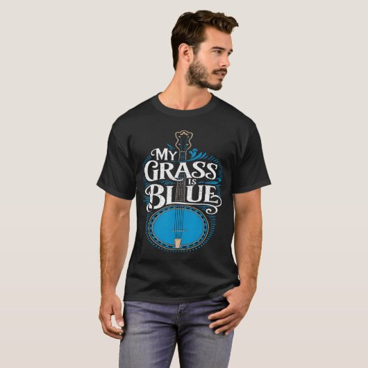 My Grass Is Blue Banjo Bluegrass friends gift Tシャツ (正面フル)