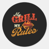 My Grill My Rules - Pitmaster Byrbecue Grilling Sm ラウンドシール (正面)