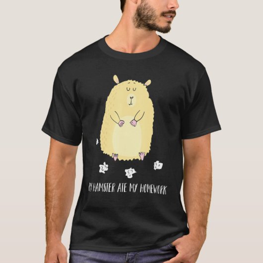 My Hamster 食べ My Homework - Hamster Tシャツ (正面)