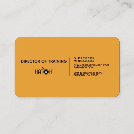 My Hatch - Director of Training 名刺 (裏面)