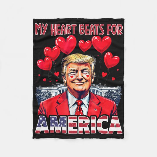 My Heart Beats For America Trump Valentine's Day U フリースブランケット (正面)