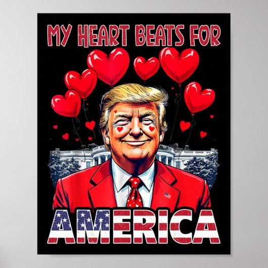 My Heart Beats For America Trump Valentine's Day U ポスター (正面)