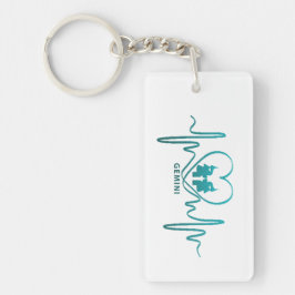 My Heart Beats for Gemini Zodiac Sign Keychain キーホルダー