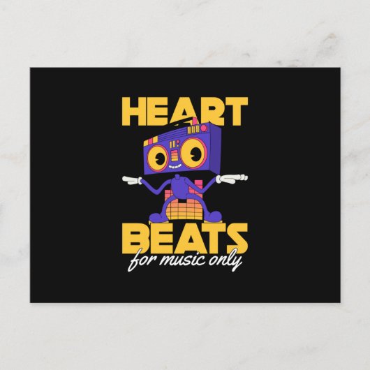 My Heart Beats For Music Only music lover lets go ポストカード (正面)