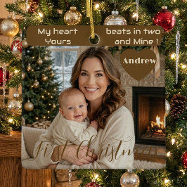 My Heart Beats in Two | 赤ちゃんの初めてのクリスマス ママ セラミックオーナメント