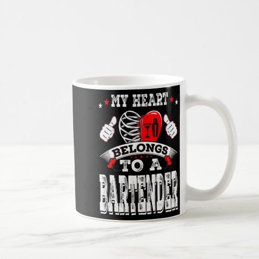 My Heart Belongs To A Bartender Valentine Day  コーヒーマグカップ (右)