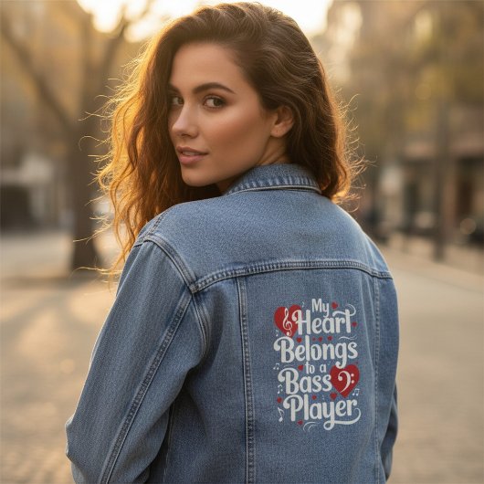 My Heart Belongs to a Bass Player Funny Musician デニムジャケット