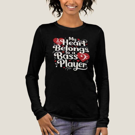 My Heart Belongs to a Bass Player Funny Musician トライブレンドＴシャツ (正面)