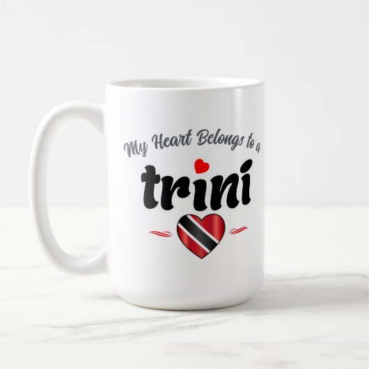 My Heart Belongs to a Trini Pink Text コーヒーマグカップ (左)