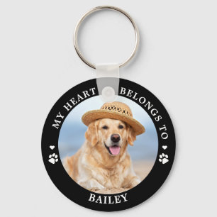 My Heart Belongs To Dog Custom Pet Photo キーホルダー