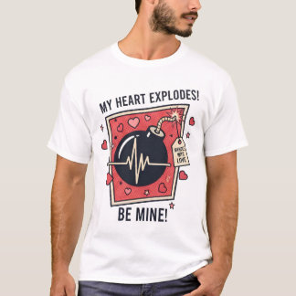"My Heart Explodes" ビンテージ爆弾イラスト Tシャツ