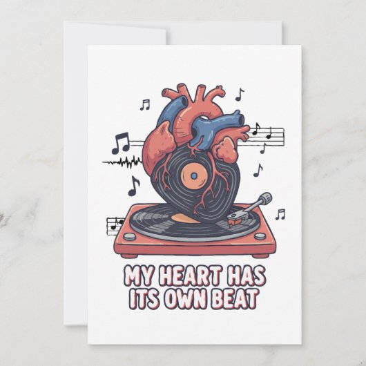 "My Heart Has Its Own Beat" Funny Vinyl Record  サンキューカード (正面)