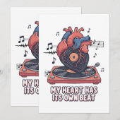 "My Heart Has Its Own Beat" Funny Vinyl Record  サンキューカード (正面/裏面)