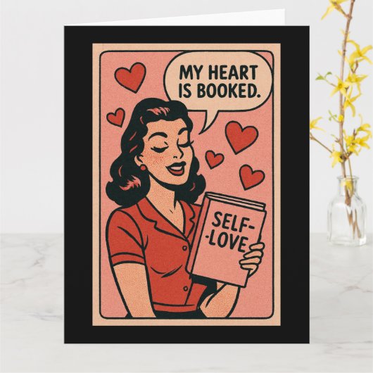 My Heart Is Booked: Self-Love Valentine  カード (黄色い花)