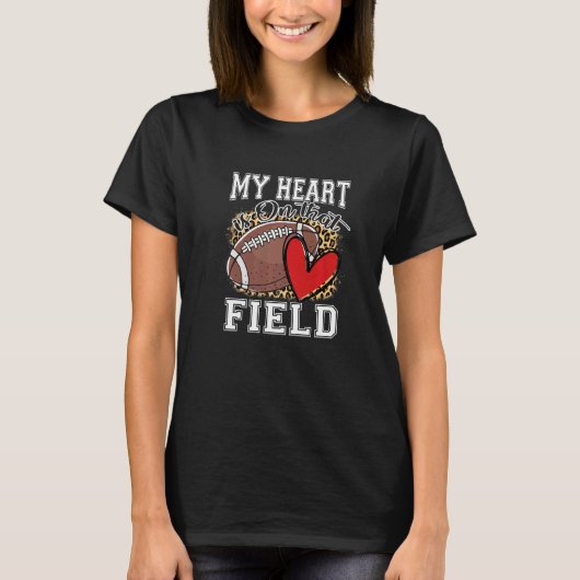 My Heart is on That Field Football Mom Leopard Mot Tシャツ (正面)