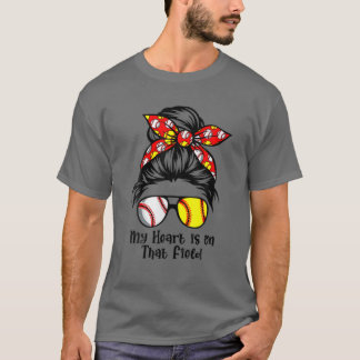 My Heart Is On That Field Tee Baseball Mom Messy B Tシャツ