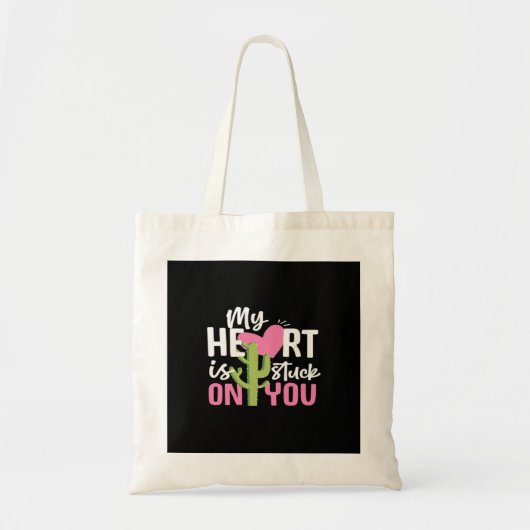 My Heart Is Stuck On You Cactus Heartfelt Design トートバッグ (正面)