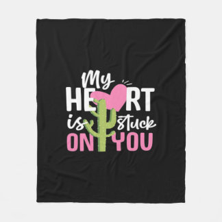 My Heart Is Stuck On You Cactus Heartfelt Design フリースブランケット