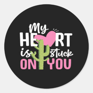 My Heart Is Stuck On You Cactus Heartfelt Design ラウンドシール