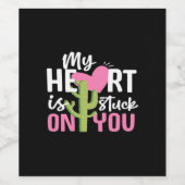 My Heart Is Stuck On You Cactus Heartfelt Design  ワインラベル (シングルラベル)