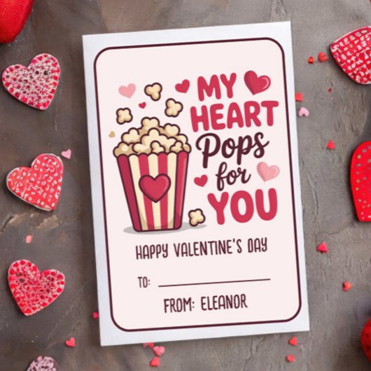 MY HEART POPS FOR YOU Valentines Day Classroom ノートカード
