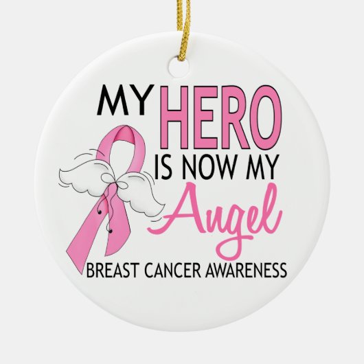 My Here Is Now My Angel Breast Cancer Ornament セラミックオーナメント (正面)