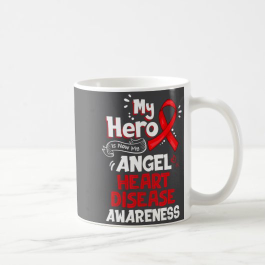 My Hero Is Now My Angel Heart Disease Awareness コーヒーマグカップ (右)