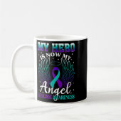 My Hero Is Now My Angel Suicide Purple Turquoise S コーヒーマグカップ (左)