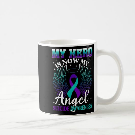 My Hero Is Now My Angel Suicide Purple Turquoise S コーヒーマグカップ (右)