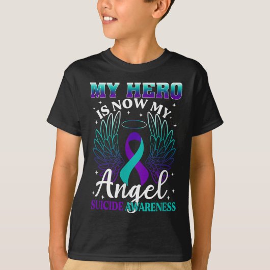 My Hero Is Now My Angel Suicide Purple Turquoise S Tシャツ (正面)