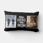 My Hero My Mom Bold 2 Photo Personalized Black ランバークッション (裏面)