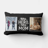 My Hero My Mom Bold 2 Photo Personalized Black ランバークッション (正面)