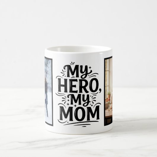 My Hero My Mom Bold Personalized 2 Photo コーヒーマグカップ (中央)