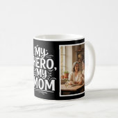 My Hero My Mom Bold Personalized 2 Photo Black コーヒーマグカップ (正面右)
