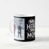 My Hero My Mom Bold Personalized 2 Photo Black コーヒーマグカップ (正面左)