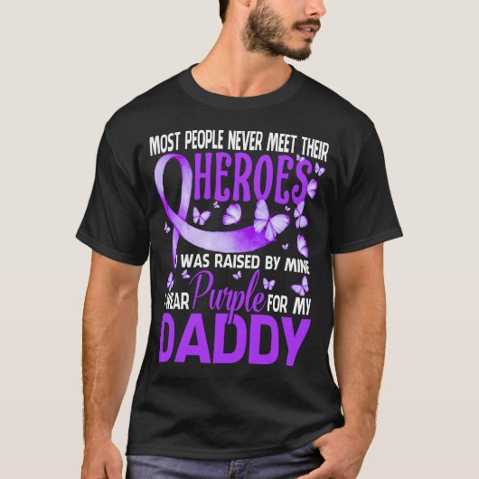 My Heroes I衣服パープルfor My DADDY Pancreatic Ca Tシャツ (正面)