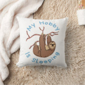 My Hobby Is Sleeping – Funny Sloth Design クッション (ブランケット)